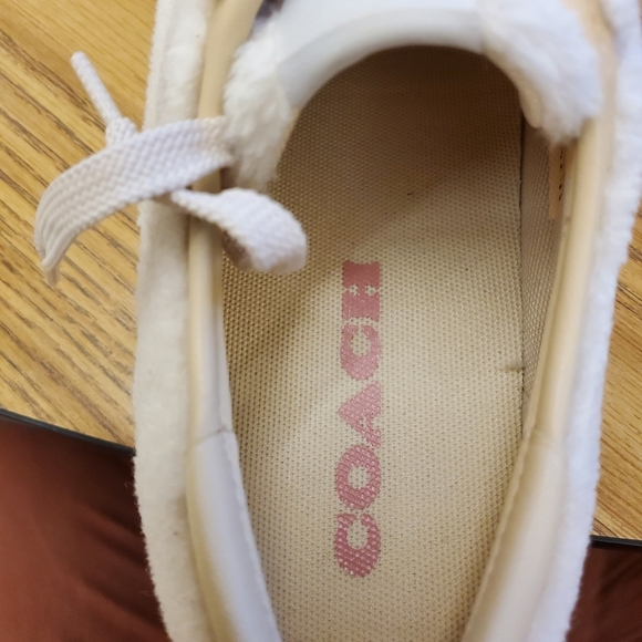Coach Citysole Shearling Sneakers Size 8.5 White Cream - Picture 5 of 10
